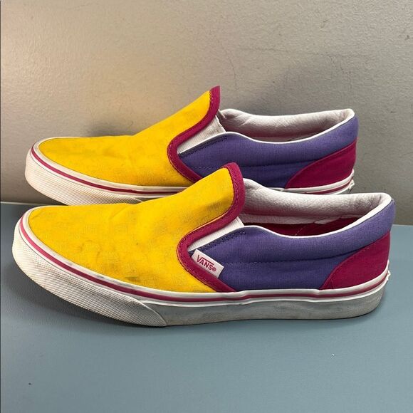 Vibrant Yellow and Purple Slip-On Shoes Juniors 6.5=W8 - Picture 3 of 6